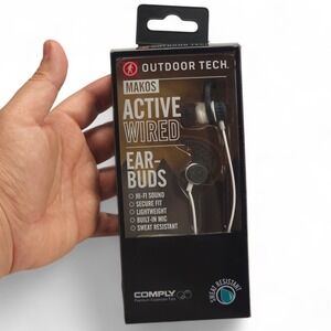 Outdoor Tech Makos Wired Sport Earbuds Mic Sweat Resistant Grey OT1150-GR NEW